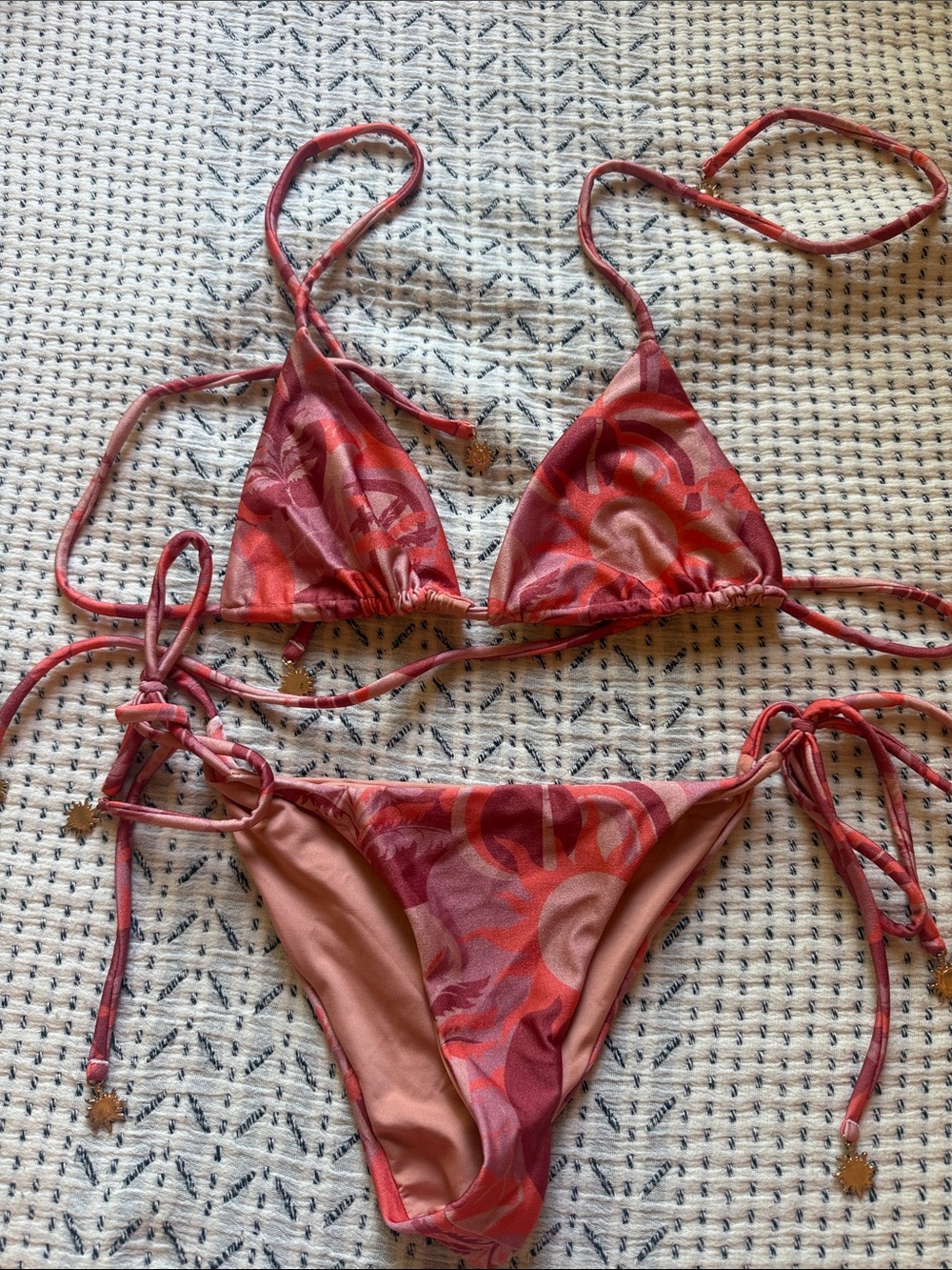 Beach Riot Pink & Coral Swirl String Bikini Set